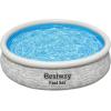 imageBestway Fast Set 12 x 30quot Round Inflatable Above Ground Swimming Pool Set Stacked Stone Exterior Outdoor Family Pool with Filter Pump Gray12ft x 30in