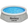 imageBestway Fast Set 12 x 30quot Round Inflatable Above Ground Swimming Pool Set Stacked Stone Exterior Outdoor Family Pool with Filter Pump Gray8ft x 24in