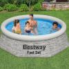 imageBestway Fast Set 12 x 30quot Round Inflatable Above Ground Swimming Pool Set Stacked Stone Exterior Outdoor Family Pool with Filter Pump Gray8ft x 24in