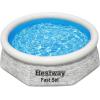 imageBestway Fast Set 12 x 30quot Round Inflatable Above Ground Swimming Pool Set Stacked Stone Exterior Outdoor Family Pool with Filter Pump Gray8ft x 24in