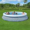 imageBestway Fast Set Round Inflatable Pool Set 13ft x 33in  Rattan Print  Circular Above Ground Pool  Includes Filter Pump ampamp Repair Patch