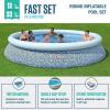 imageBestway Fast Set Round Inflatable Pool Set 13ft x 33in  Rattan Print  Circular Above Ground Pool  Includes Filter Pump ampamp Repair Patch