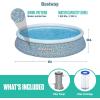 imageBestway Fast Set Round Inflatable Pool Set 13ft x 33in  Rattan Print  Circular Above Ground Pool  Includes Filter Pump ampamp Repair Patch