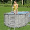 imageBestway Flowclear 52 Inch Versatile Metal A Frame Above Ground Swimming Pool Ladder with Heavy Duty Plastic Double Sided Steps
