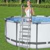 imageBestway Flowclear 52 Inch Versatile Metal A Frame Above Ground Swimming Pool Ladder with Heavy Duty Plastic Double Sided Steps