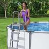 imageBestway Flowclear 52 Inch Versatile Metal A Frame Above Ground Swimming Pool Ladder with Heavy Duty Plastic Double Sided Steps