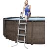 imageBestway Power Steel 14 x 42 Round Above Ground Outdoor Backyard Swimming Pool Set with 1000 GPH Filter Pump Ladder and Pool CoverBrown Wicker