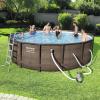 imageBestway Power Steel 14 x 42 Round Above Ground Outdoor Backyard Swimming Pool Set with 1000 GPH Filter Pump Ladder and Pool CoverBrown Wicker