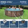 imageBestway Power Steel 14 x 42 Round Above Ground Outdoor Backyard Swimming Pool Set with 1000 GPH Filter Pump Ladder and Pool CoverBrown Wicker