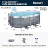 imageBestway Power Steel 18 x 9 x 48quot Rectangular Metal Frame Above Ground Swimming Pool Set with 1500 GPH Filter Pump Ladder and Pool Cover10 x 67 x 33