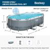 imageBestway Power Steel 18 x 9 x 48quot Rectangular Metal Frame Above Ground Swimming Pool Set with 1500 GPH Filter Pump Ladder and Pool Cover14 x 82 x 395