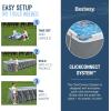 imageBestway Power Steel 18 x 9 x 48quot Rectangular Metal Frame Above Ground Swimming Pool Set with 1500 GPH Filter Pump Ladder and Pool Cover18ft X 9ft X 48in