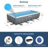 imageBestway Power Steel 18 x 9 x 48quot Rectangular Metal Frame Above Ground Swimming Pool Set with 1500 GPH Filter Pump Ladder and Pool Cover18ft X 9ft X 48in  Accessories