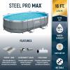 imageBestway Power Steel 20 x 12 x 48quot Oval Metal Frame Above Ground Outdoor Swimming Pool Set with 1500 GPH Filter Pump Ladder and Pool Cover16 x 10 x 42