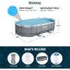 imageBestway Power Steel 20 x 12 x 48quot Oval Metal Frame Above Ground Outdoor Swimming Pool Set with 1500 GPH Filter Pump Ladder and Pool Cover16 x 10 x 42