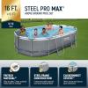 imageBestway Power Steel 20 x 12 x 48quot Oval Metal Frame Above Ground Outdoor Swimming Pool Set with 1500 GPH Filter Pump Ladder and Pool Cover16 x 10 x 42