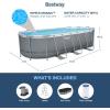 imageBestway Power Steel 20 x 12 x 48quot Oval Metal Frame Above Ground Outdoor Swimming Pool Set with 1500 GPH Filter Pump Ladder and Pool Cover18 x 9 x 48