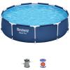 imageBestway Steel Pro 12 feet x 30 inches Round Above Ground 1710 Gallon Pool Set with DuraPlus Liner 530 Gallon Pool Filter and Repair Patch10 x 30  NEW