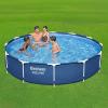 imageBestway Steel Pro 12 feet x 30 inches Round Above Ground 1710 Gallon Pool Set with DuraPlus Liner 530 Gallon Pool Filter and Repair Patch12 x 30