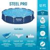 imageBestway Steel Pro 12 feet x 30 inches Round Above Ground 1710 Gallon Pool Set with DuraPlus Liner 530 Gallon Pool Filter and Repair Patch12 x 30 NEW