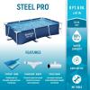 imageBestway Steel Pro 87 Inch x 59 Inch x 17 Inch Rectangular Metal Frame Above Ground Outdoor Backyard Swimming Pool Blue Pool Only86 x 67 x 24