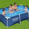 imageBestway Steel Pro 87 Inch x 59 Inch x 17 Inch Rectangular Metal Frame Above Ground Outdoor Backyard Swimming Pool Blue Pool Only86 x 67 x 24
