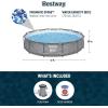 imageBestway Steel Pro MAX 12 x 30quot Round Above Ground Swimming Pool Set Outdoor Metal Frame Family Pool with Liner and Filter Pump GrayGray Stack Stone Print