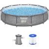 imageBestway Steel Pro MAX 12 x 30quot Round Above Ground Swimming Pool Set Outdoor Metal Frame Family Pool with Liner and Filter Pump GrayGray Stack Stone Print