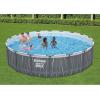 imageBestway Steel Pro MAX 12 x 30quot Round Above Ground Swimming Pool Set Outdoor Metal Frame Family Pool with Liner and Filter Pump GrayGrey Print LED