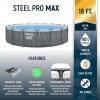 imageBestway Steel Pro MAX 12 x 30quot Round Above Ground Swimming Pool Set Outdoor Metal Frame Family Pool with Liner and Filter Pump GrayGrey Print LED