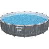 imageBestway Steel Pro MAX 12 x 30quot Round Above Ground Swimming Pool Set Outdoor Metal Frame Family Pool with Liner and Filter Pump GrayGrey Print LED