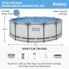 imageBestway Steel Pro MAX 14 x 48quot Above Ground Pool Round Metal Frame Outdoor Swimming Pool Set with Filter Pump Ladder and Cover Gray13 X 48  Gray