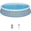 imageBestway Fast Set Round Inflatable Pool Set 13ft x 33in  Rattan Print  Circular Above Ground Pool  Includes Filter Pump ampamp Repair Patch