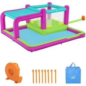 imageBestway H2OGO Tidal Tower Kids Backyard Inflatable Giant Water Slide Sprinkler Wall Yard Inflatable Mega Water Park with Air Blower and Storage BagBouncin Bay