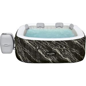 imageBestway SaluSpa AirJet 4 to 6 Person Inflatable Hot Tub Square Portable Outdoor Spa with 140 Soothing AirJets and Cover BrownHawaii EnergySense