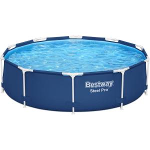 imageBestway Steel Pro 12 feet x 30 inches Round Above Ground 1710 Gallon Pool Set with DuraPlus Liner 530 Gallon Pool Filter and Repair Patch10 x 30  NEW