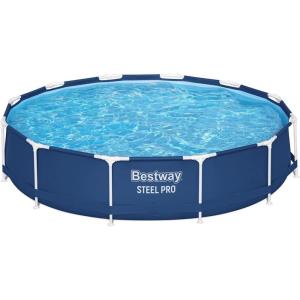 imageBestway Steel Pro 12 feet x 30 inches Round Above Ground 1710 Gallon Pool Set with DuraPlus Liner 530 Gallon Pool Filter and Repair Patch12 x 30