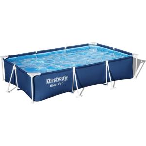 imageBestway Steel Pro 9 Feet 10 Inch x 6 Feet 7 Inch x 26 Inch Rectangle Above Ground 872 Gallon Pool Set with DuraPlus Liner and FrameLink System