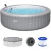 imageBestway SaluSpa Rome Smart AirJet Inflatable Hot Tub Square Portable 57 Person Spa with 180 AirJets App Control and EnergySense Cover Sand MarbleGray