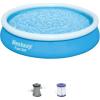 image:imageBestway Fast Set Inflatable Above Ground Pool  6 x 20 Round  PunctureResistant Tritech Material  248 Gal Capacity  Easy Setup amp Storage  Inflatable Top Ring Swimming Pool for Kids12ft X 30in