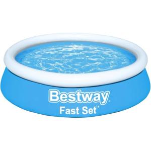 image:imageBestway Fast Set Inflatable Above Ground Pool  6 x 20 Round  PunctureResistant Tritech Material  248 Gal Capacity  Easy Setup amp Storage  Inflatable Top Ring Swimming Pool for Kids6ft X 20in