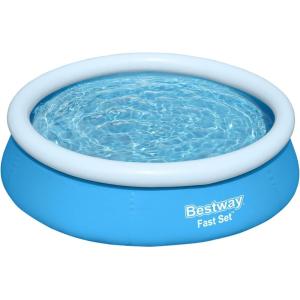 image:imageBestway Fast Set Inflatable Above Ground Pool  6 x 20 Round  PunctureResistant Tritech Material  248 Gal Capacity  Easy Setup amp Storage  Inflatable Top Ring Swimming Pool for Kids6 x 20