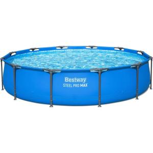 image:imageBestway Steel Pro MAX 14 x 42 Above Ground Pool Round Metal Frame Outdoor Swimming Pool for Backyard Blue Pool ONLY12 x 30