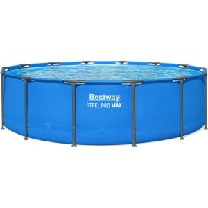 image:imageBestway Steel Pro MAX 14 x 42 Above Ground Pool Round Metal Frame Outdoor Swimming Pool for Backyard Blue Pool ONLY14 x 42