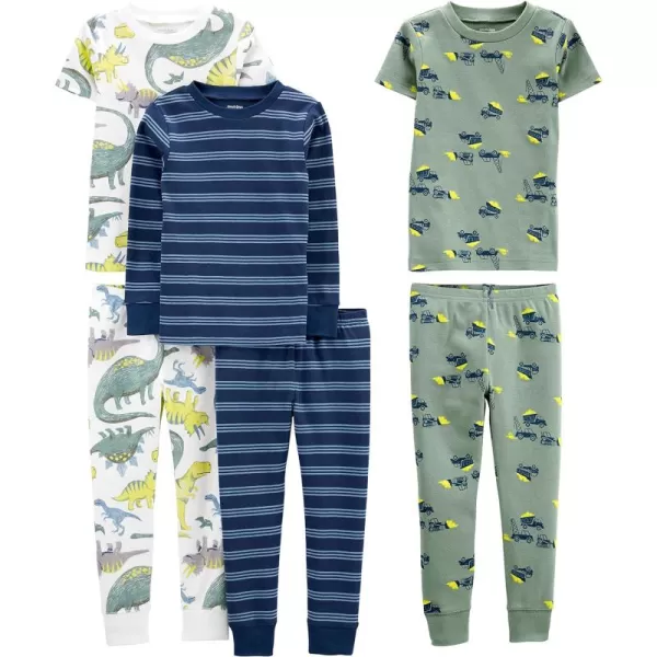 Simple Joys by Carter's Babies, Toddlers, and Boys' 6-Piece Snug-Fit Cotton Pajama Set, Pack of 3