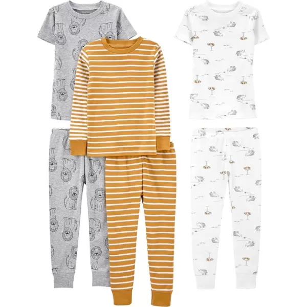 Simple Joys by Carter's Babies, Toddlers, and Boys' 6-Piece Snug-Fit Cotton Pajama Set, Pack of 3