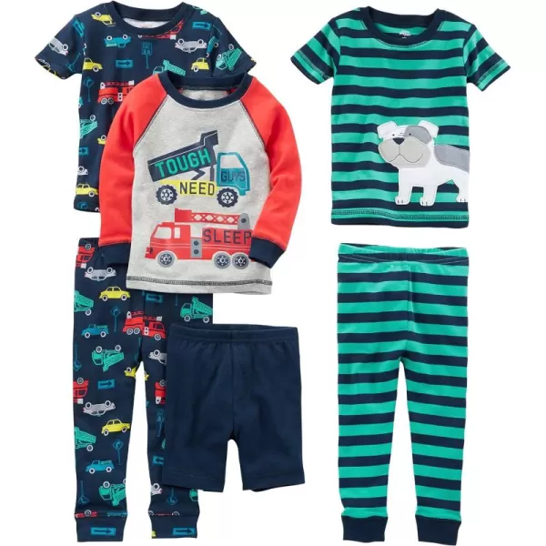 Simple Joys by Carter's Babies, Toddlers, and Boys' 6-Piece Snug-Fit Cotton Pajama Set, Pack of 3