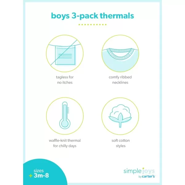 Simple Joys by Carter's Babies, Toddlers, and Boys' Thermal Long-Sleeve Shirts, Pack of 3