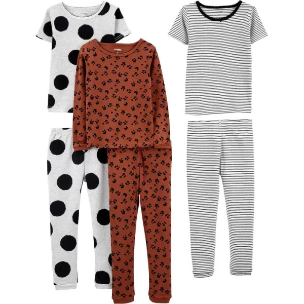 Simple Joys by Carter's Babies, Toddlers, and Girls' 6-Piece Snug-Fit Cotton Pajama Set, Pack of 3