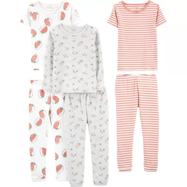 Simple Joys by Carter's Babies, Toddlers, and Girls' 6-Piece Snug-Fit Cotton Pajama Set, Pack of 3